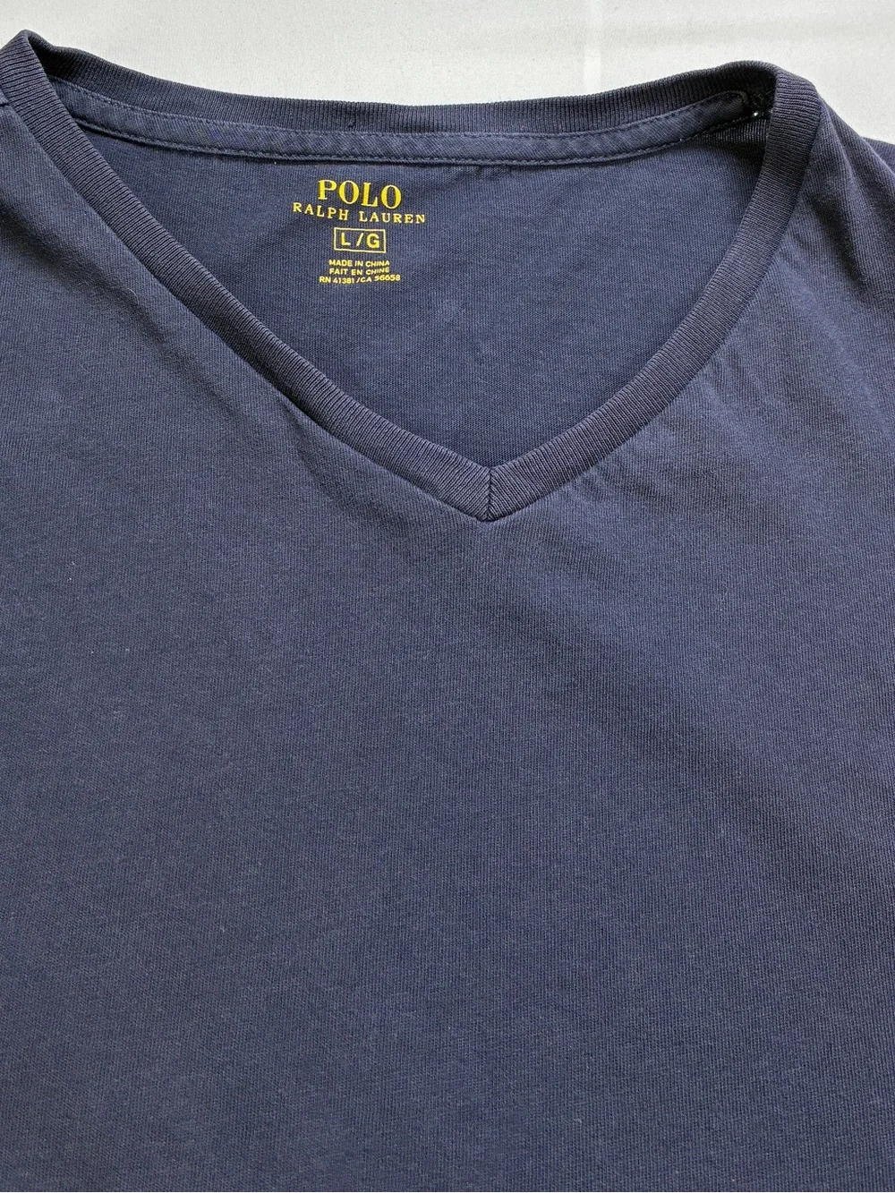 Polo by Ralph Lauren Navy V-Neck Tee with Red Pony Embroidery